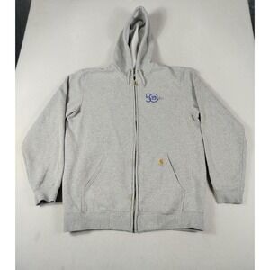 Carhartt Hoodie Sweatshirt Mens Large Gray Full Zip Loose Fleece SPD Resources